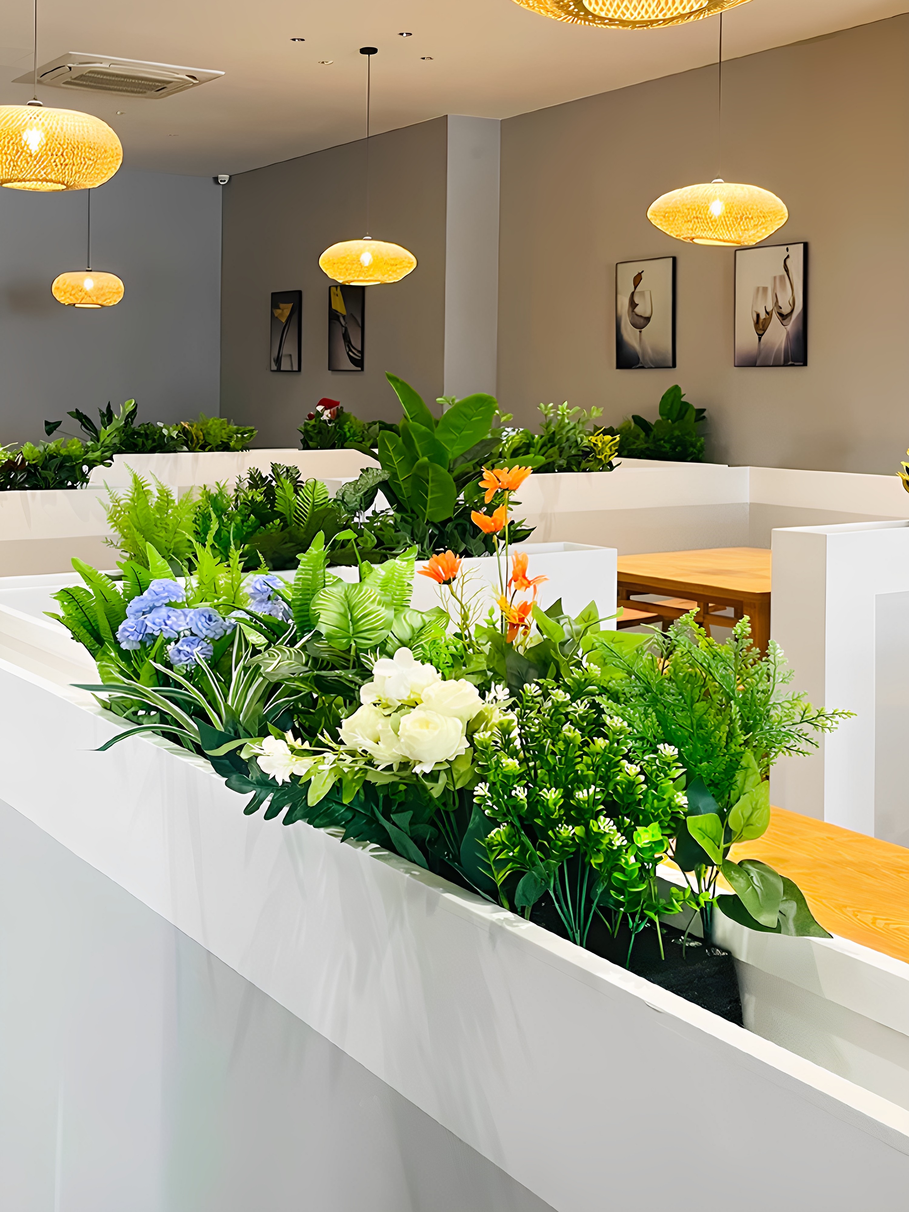 彷真绿植造景组合热带植物隔断花槽花箱彷生假花室内景观装饰盆栽