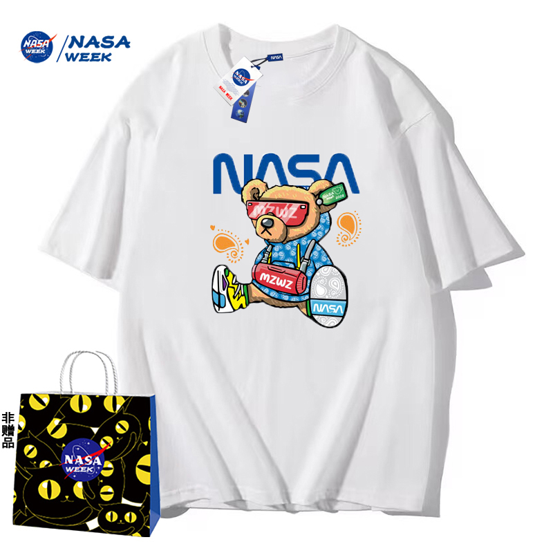 NASA GAME官网联名款新品2024纯棉短袖t恤男女潮牌上衣装T恤XQ