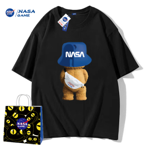 NASA GAME官网联名直播新品2024纯棉短袖t恤男女潮牌上衣情侣装T