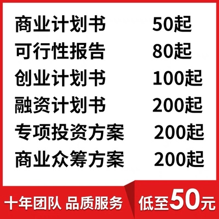 商业计划书撰写代做可行性研究报告项目立项创业融资方案策划PPT