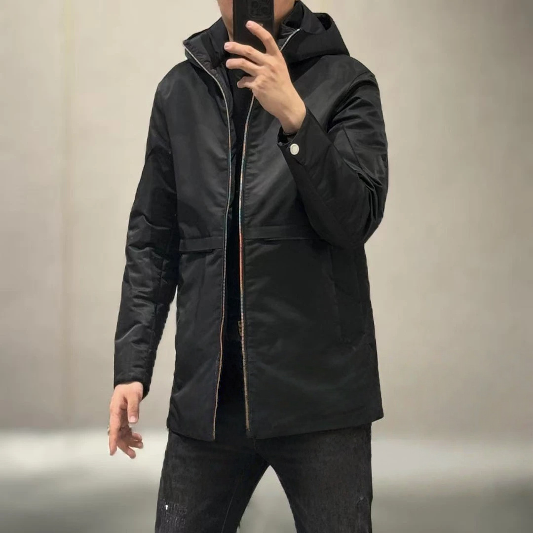SHEN&DU秋季新款时尚高级连帽中长款个性舒适百搭设计感男士夹克