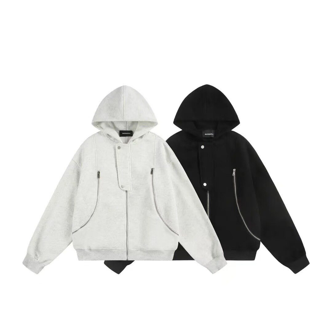 NOONOZ美式街头解构多拉链连帽开衫卫衣男女宽松潮牌设计感外套