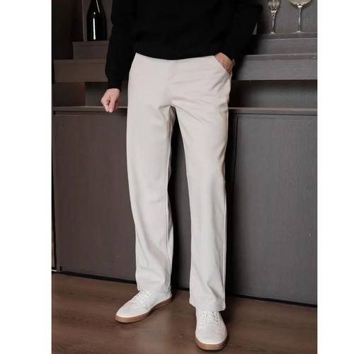 DONNY【静奢垂感直筒裤】冬季厚款轻奢老钱半松紧毛呢商务休闲裤