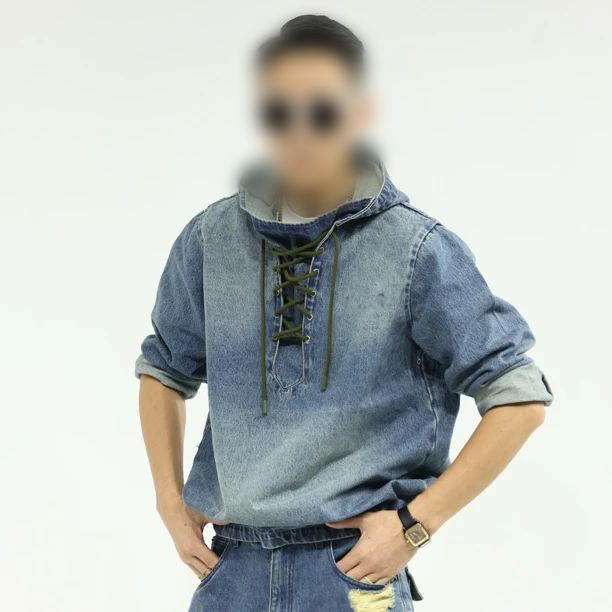 2025NKER(陈先生设计师款)秋冬马登水洗牛仔时尚水兵连帽抽绳卫衣