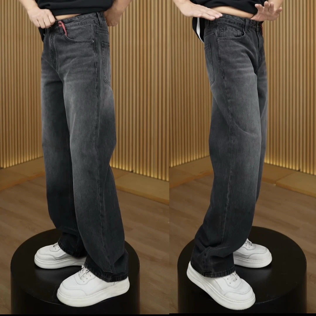 花火鸟加绒男直筒裤美式休闲风厚款牛仔裤百搭复古