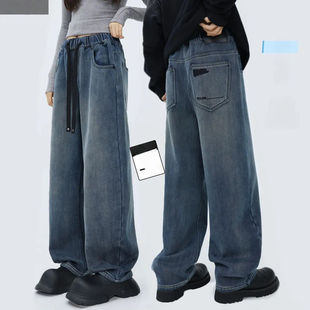 棉料牛仔裤 青少年冬季 加长高腰休闲运动百搭2615 一体绒牛仔裤