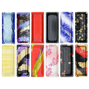 寿司盒2号印花打包盒一次性商用日式外卖便当盒刺身塑料包装餐盒