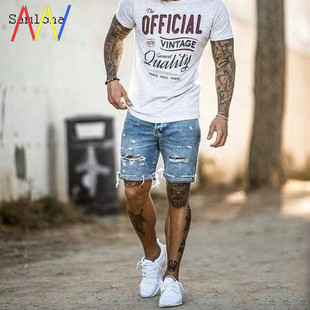 trousers for Ripped shorts men Denim Jeans short pants man