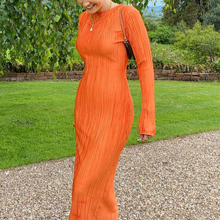 2022 Autumn New Maxi Dresses Long Sleeve Pencil Dress Women