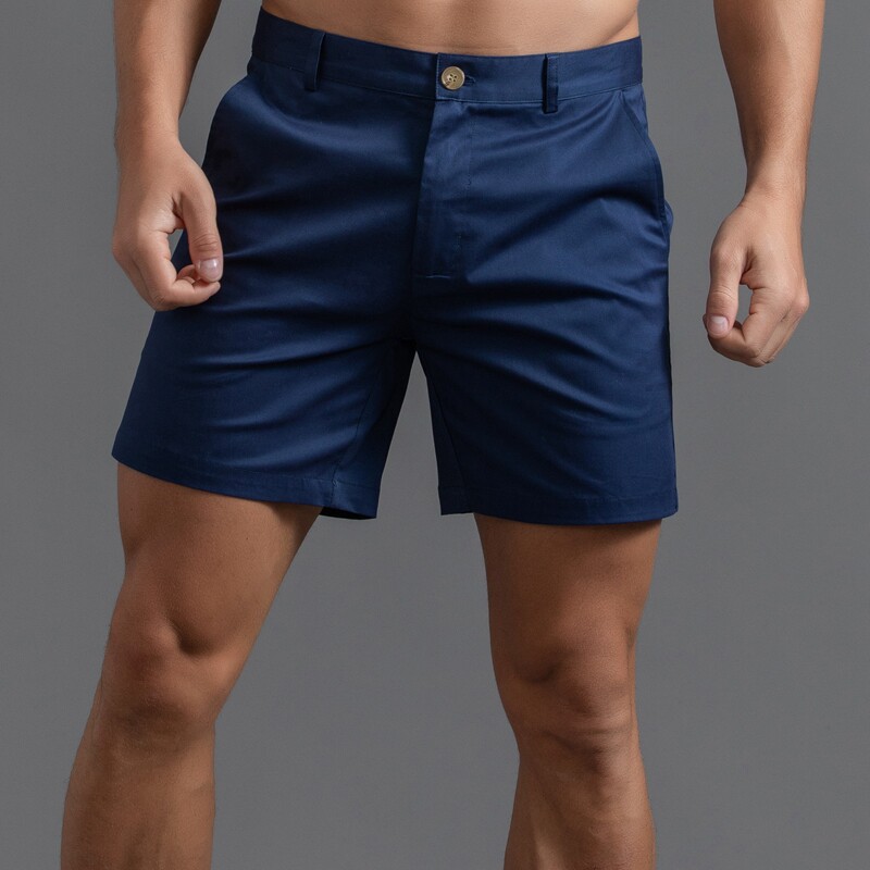 Solid Button Casual Straight Shorts夏季纯色纽扣休闲直筒短裤