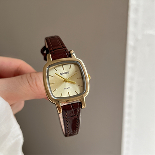 NAIDU小方糖手表女款学生韩版简约小众方形复古小巧精致小棕表