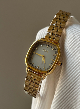 IEKE品牌正品金灰色钢带手表女轻奢小众高颜值女表新款女士女款表