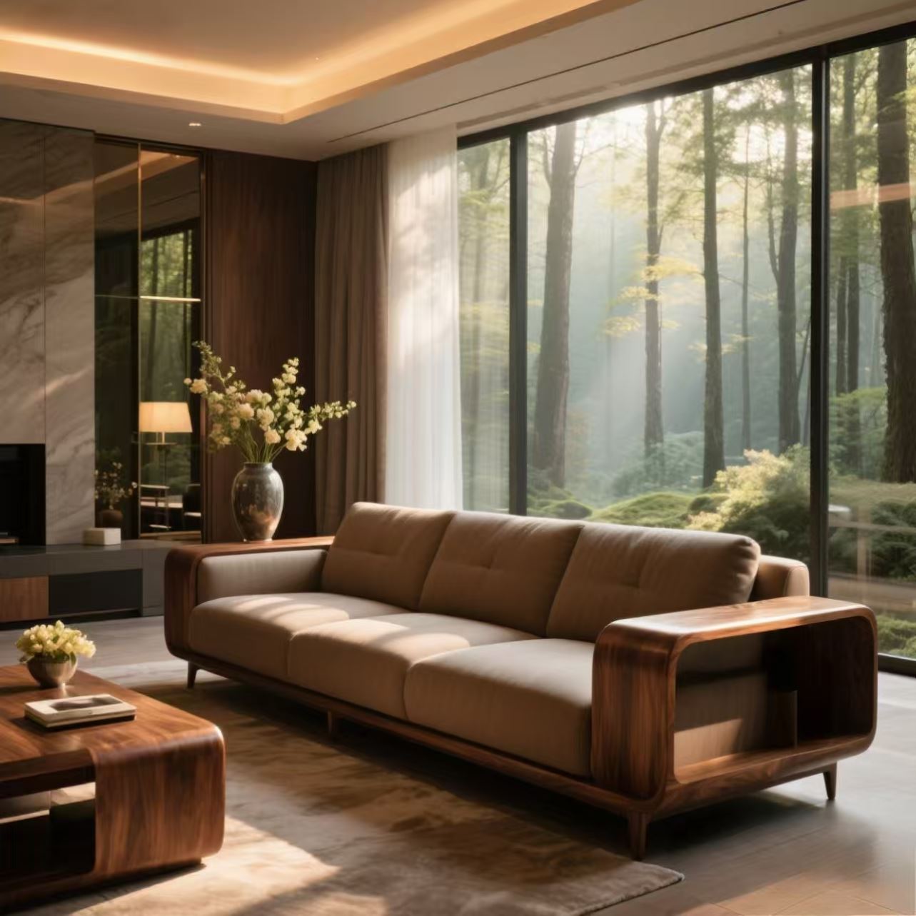 定制休闲宋式风格北美黑胡桃白蜡木沙发酒店民宿办公室设计师家具