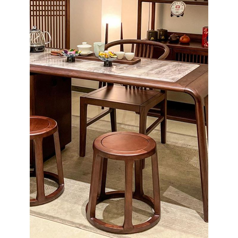 新中式实木岩板茶桌阳台小户型禅意泡茶台现代高级感黑胡桃木茶桌