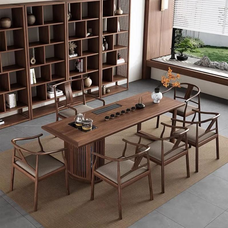 新中式2024新款禅意茶桌椅组合客厅办公室喝茶胡桃木茶几泡茶台