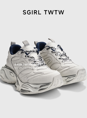 SGIRL TWTW厚底做旧老爹鞋女2025秋季高级感百搭增高休闲运动鞋潮