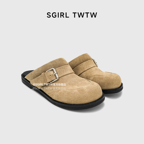 SGIRL TWTW圆头厚底包头半拖鞋女2026新款一脚蹬懒人勃肯穆勒鞋潮