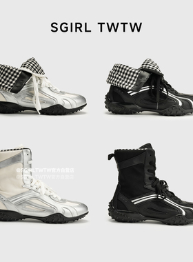SGIRL TWTW个性多功能穿搭高帮德训拳击鞋女时髦休闲中筒马丁靴潮