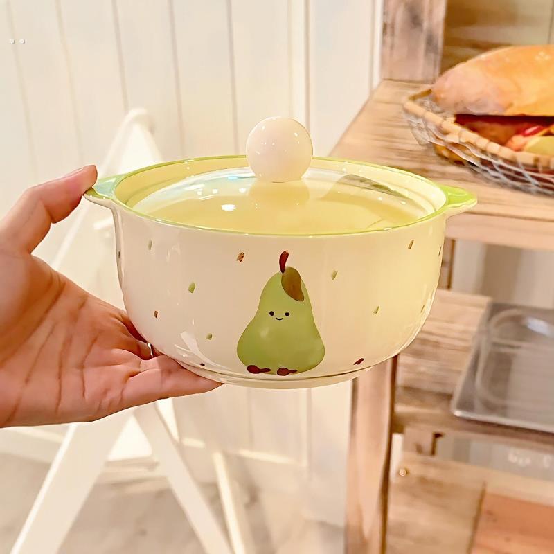 漂亮碗泡面 面碗带盖子女生汤面 面陶瓷碗饭碗个人专用家用2025新