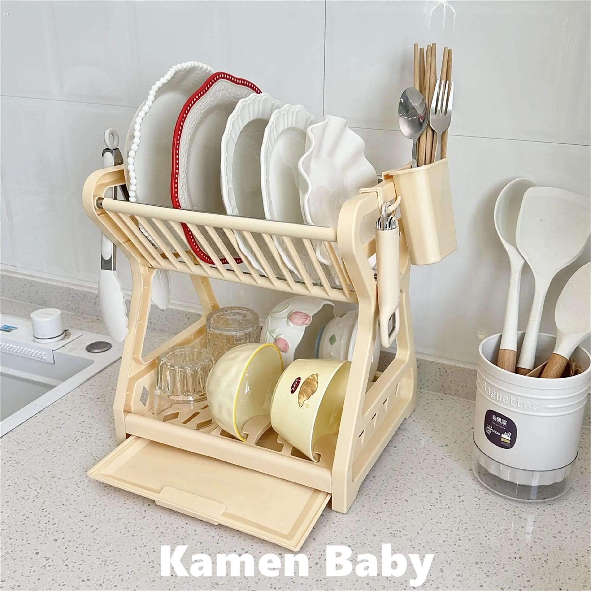 厨房置物架用具晾洗沥水碗架多功能碗盘柜碟筷盘刀收纳盒双层餐具