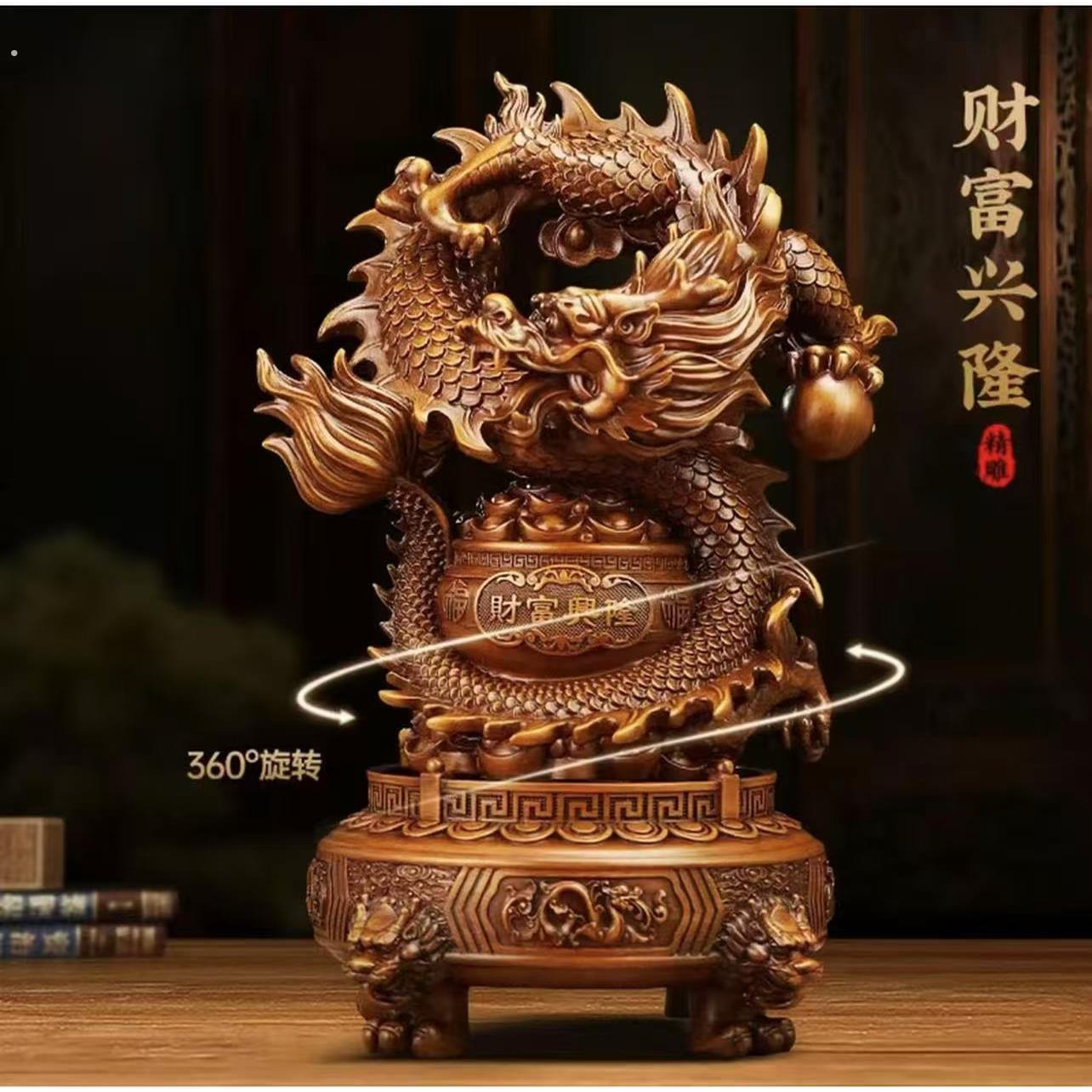 财富兴隆瑞龙纳财三足鼎聚宝盆家居高档摆件