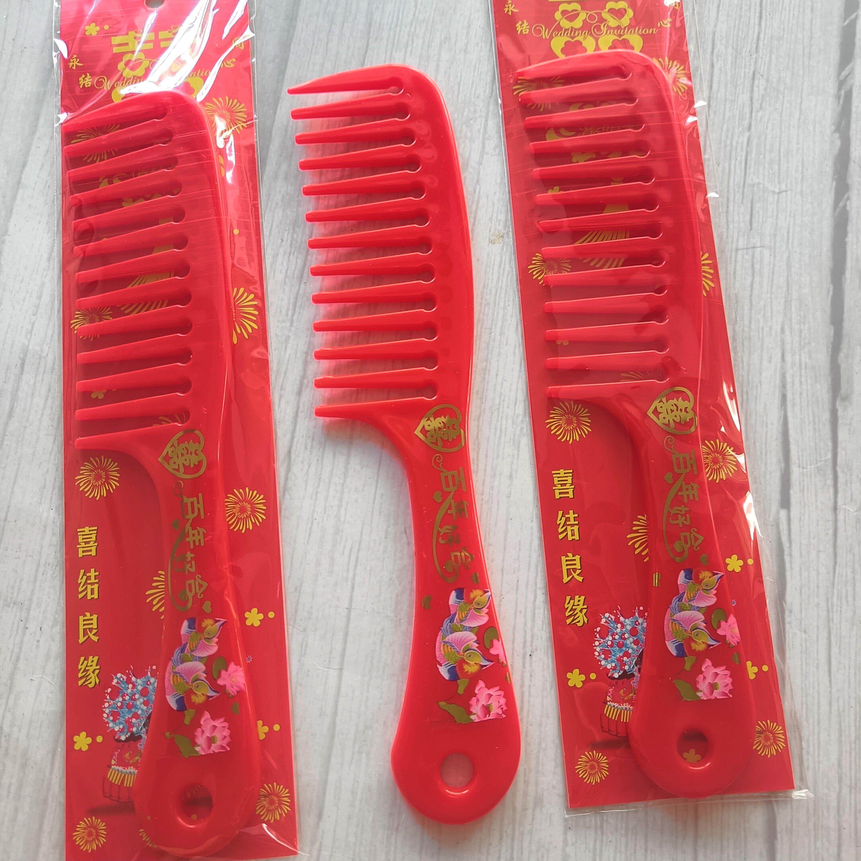 婚梳结婚专用红色梳子结婚一对新娘婚庆嫁妆陪嫁鸳鸯耐用大红梳子