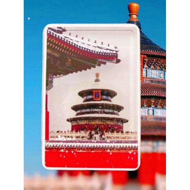 北京天坛祈年殿飘雪流沙冰箱贴文创故宫亚克力磁吸创意礼物送朋友