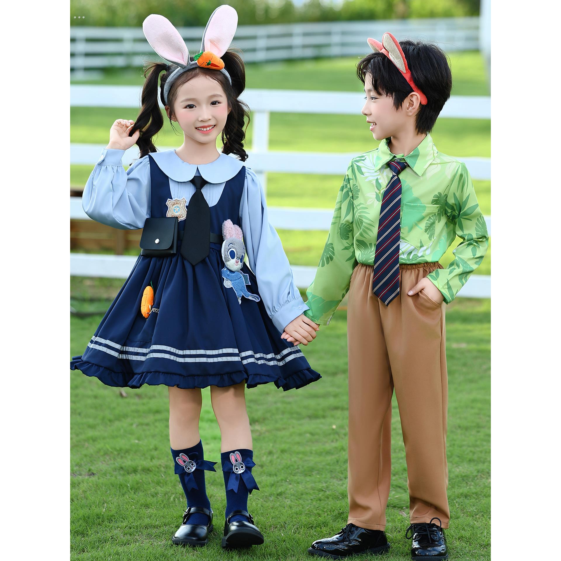 疯狂动物城儿童服装尼克狐狸cos兔子警官朱迪洛丽塔裙子女童套装