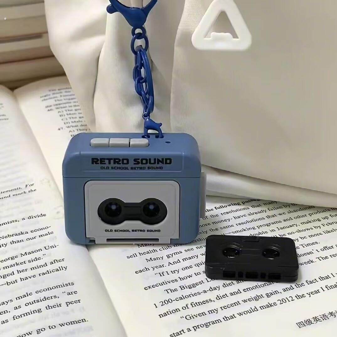 复古录音机挂件钥匙扣录音带机挂件会放音乐可放录音带迷你可录音