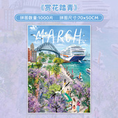 botop fusion赏花踏青1000片闪光拼图进口蓝卡成人减压卡通玩具