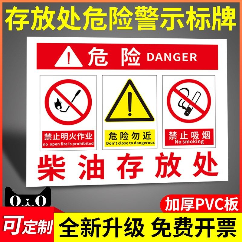 柴油存放处安全警示标识牌危险化学品暂存处危废间警告标识标志挂牌