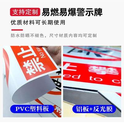 易燃易爆当心爆炸炸药存放处危险品存放处 严禁试验易燃易爆高腐蚀品标识化工厂房安全警示牌提示牌贴纸定制
