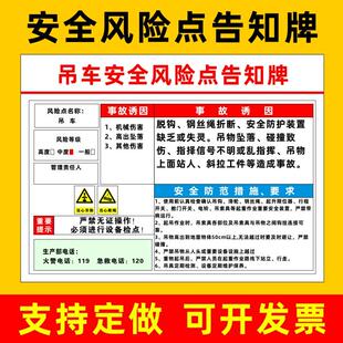 吊车安全风险点告知牌锅炉房仓库危险品配电房喷漆房工厂叉车行车起重机安全风险点告知卡安全警示牌标志牌