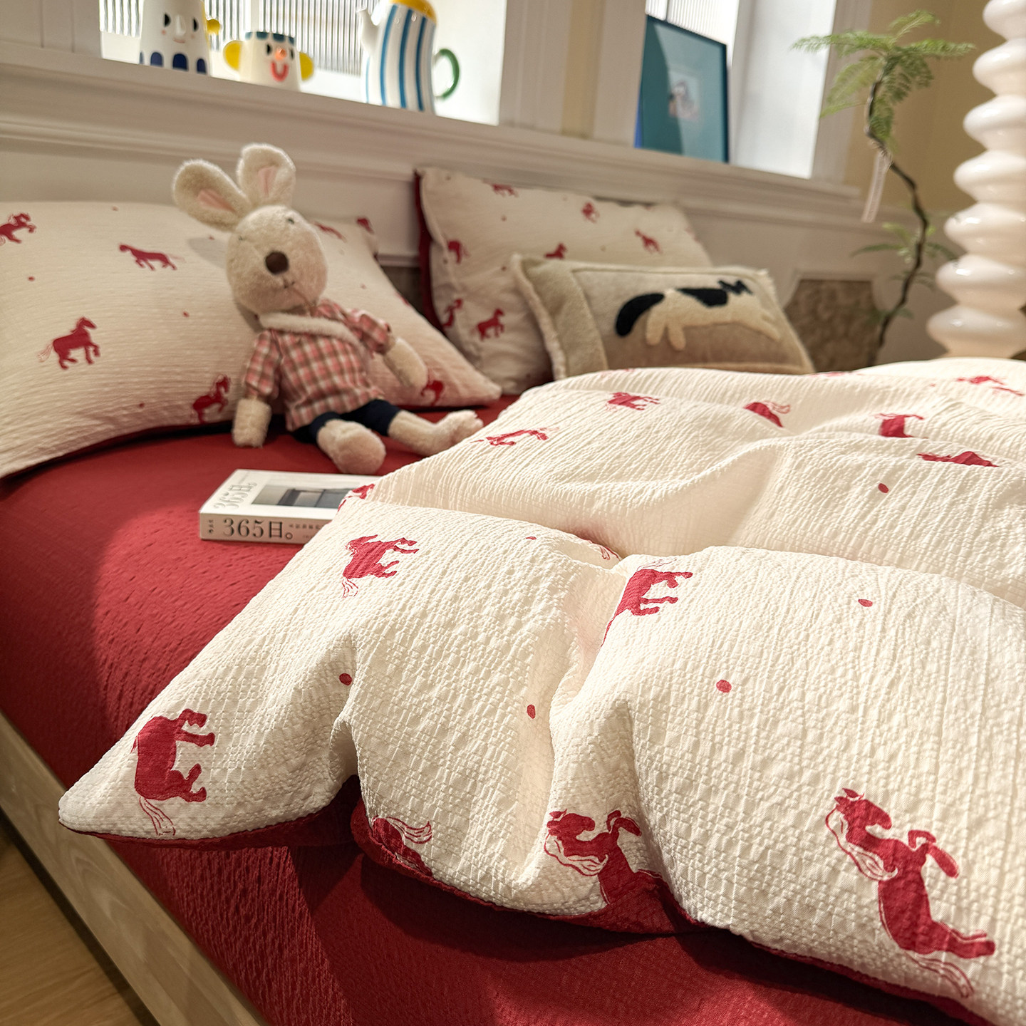 A类色织双层纱布全棉四件套新款纯棉被套床单被罩学生宿舍三件套4