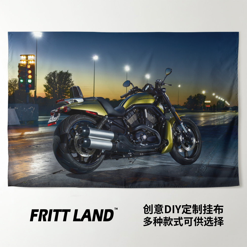 哈雷戴维森vrsc夜路德美式摩托重机车周边装饰画背景墙布挂布海报