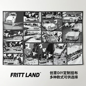 AE86头文字D藤原豆腐店JDM周边卧室宿舍墙壁装 饰背景墙布挂布海报
