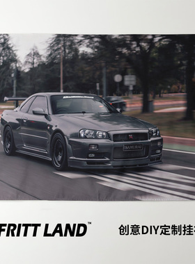 日产尼桑Skyline GT-R R34日系JDM性能汽车周边背景墙布海报挂布