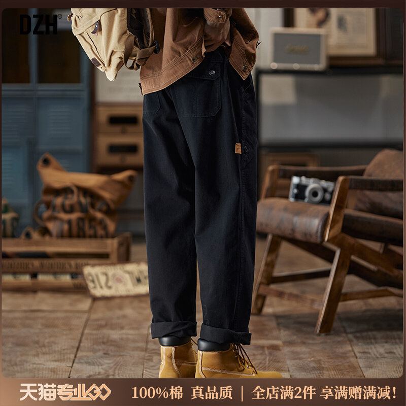 男士纯棉工装裤冬季加厚黑色