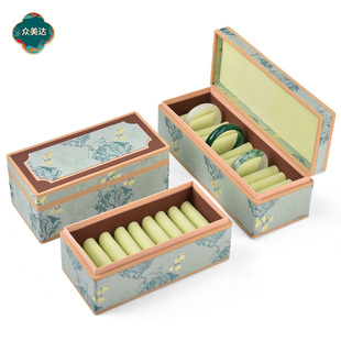 国风宋锦玉镯盒黄金手镯玉器大容量收纳盒翡翠玉镯子柜台陈列展示