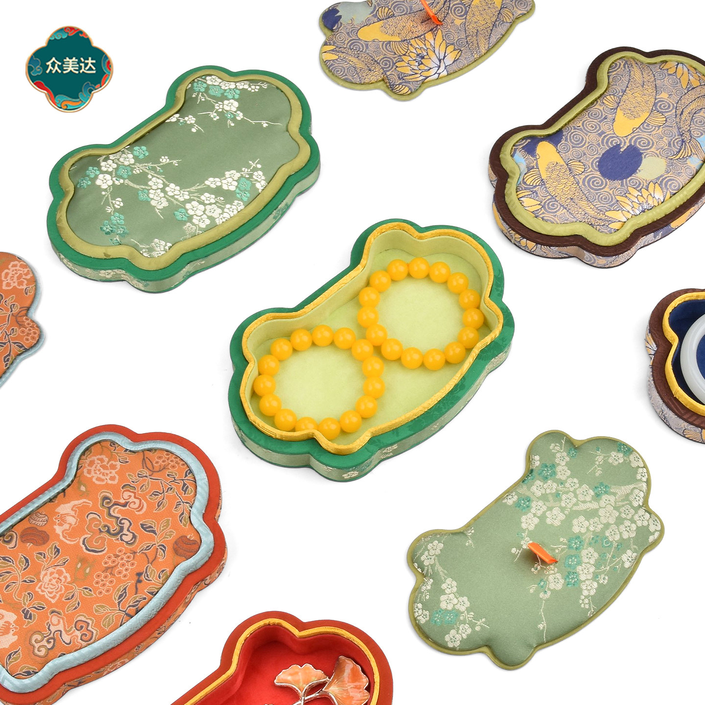 宫廷风首饰盒手镯手串项链吊坠收纳盒高档国风珠宝首饰品包装礼盒