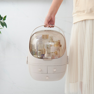 小号圆款 网红化妆品收纳盒 抽屉式手提透明桌面护肤品置物防尘