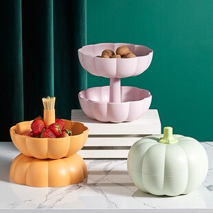 南瓜果盘创意家用客厅网红糖果盒零食盘双层干果盘春节年货