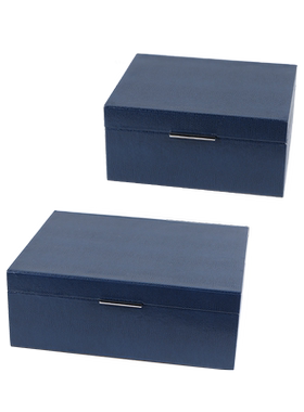 轻奢样板间木质皮革蓝色篮球纹收纳盒现代家居摆件卧室珠宝首饰盒