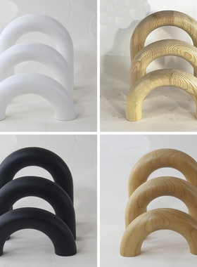 摆件客厅木质几何拱形摆件装饰品