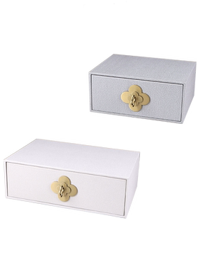 新中式卧室抽屉式皮革首饰盒摆件