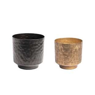 进口轻奢金属锤纹花器金色银色花瓶家居客厅桌面干花插花盆装饰碗