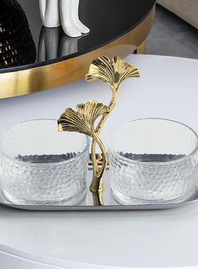 客厅茶几玻璃水果盘不锈钢茶点盘