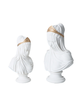 北欧轻奢书房砂岩皇冠少女摆件