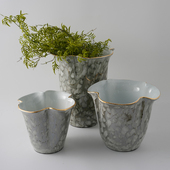 现代简约家居高档景德镇陶瓷花瓶手绘水墨晕染大口径异形花器摆件