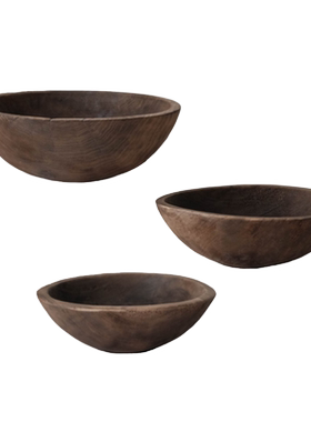 新中式侘寂风实木客厅果盆